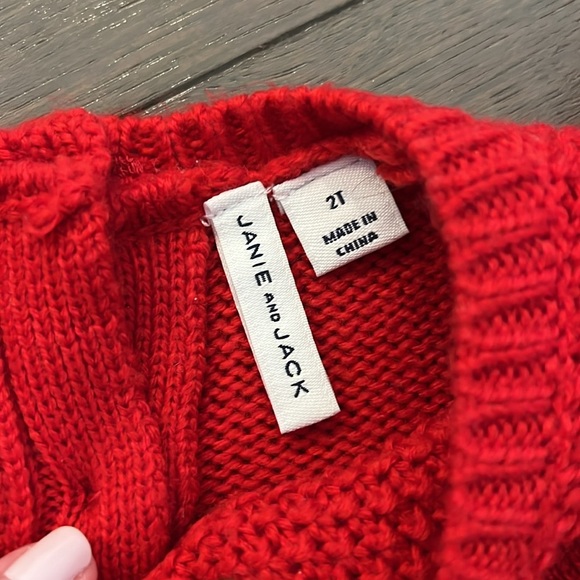Janie and Jack Red Cable Knit Sweater 2T - Picture 2 of 3
